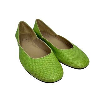 Talbots Bratz Summer Green‎ Woven Leather Ballet Balletcore Flats Size 6.5 B